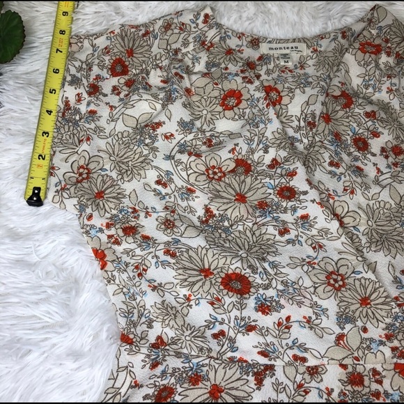 Monteau floral flowy short sleeve vneck shirt - Picture 5 of 8